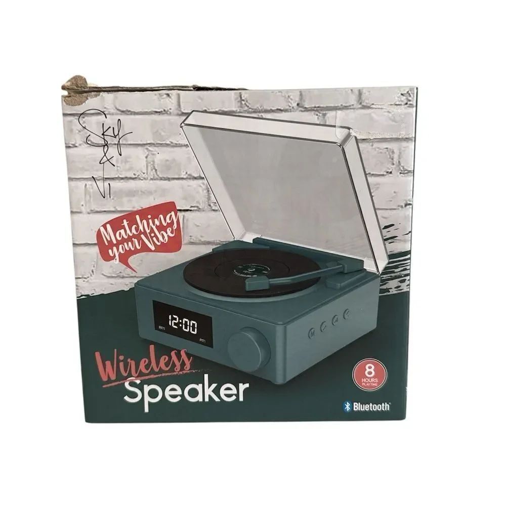 Sky & Vi Wireless Turntable Clock Speaker NIP